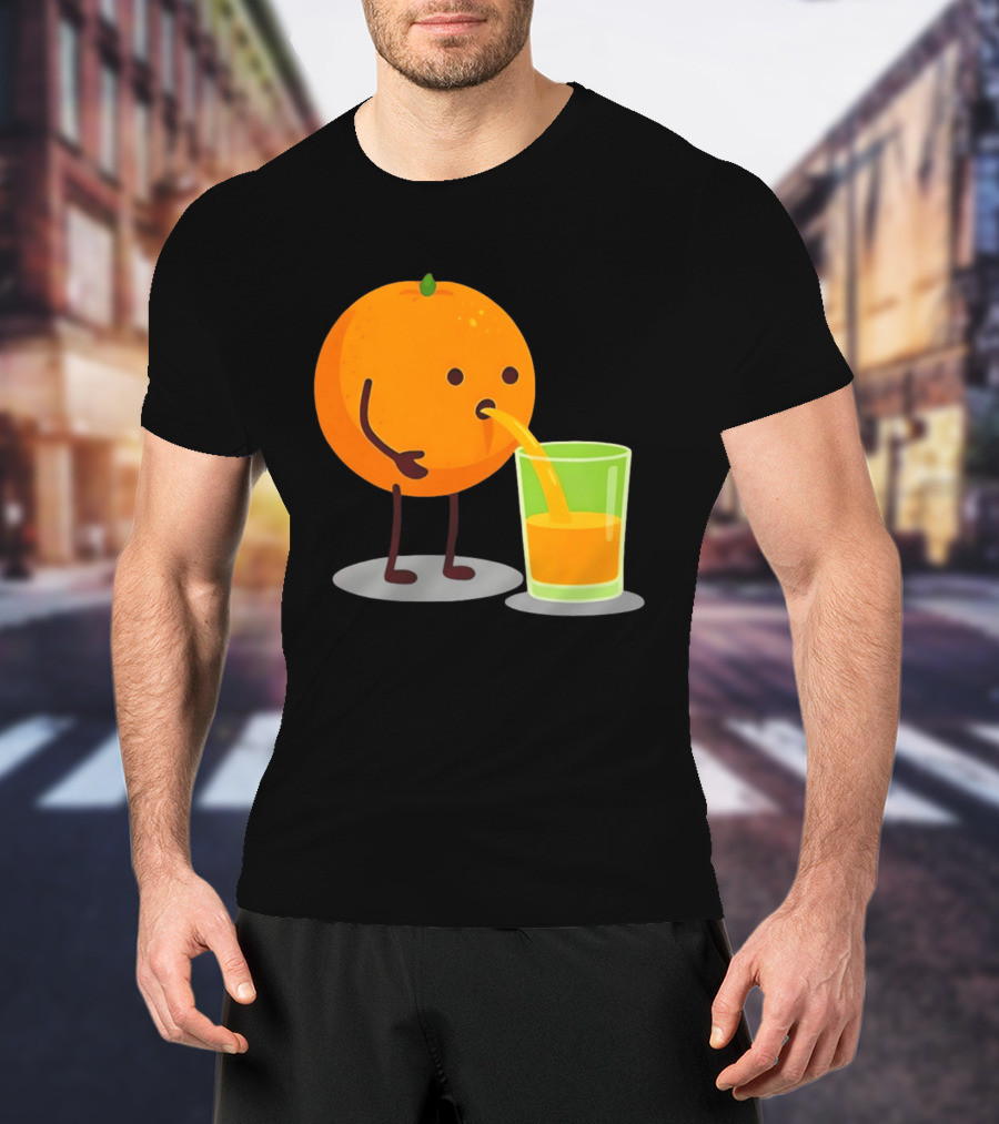 Orange Juice Squeezed Fun Cartoon T-Shirt