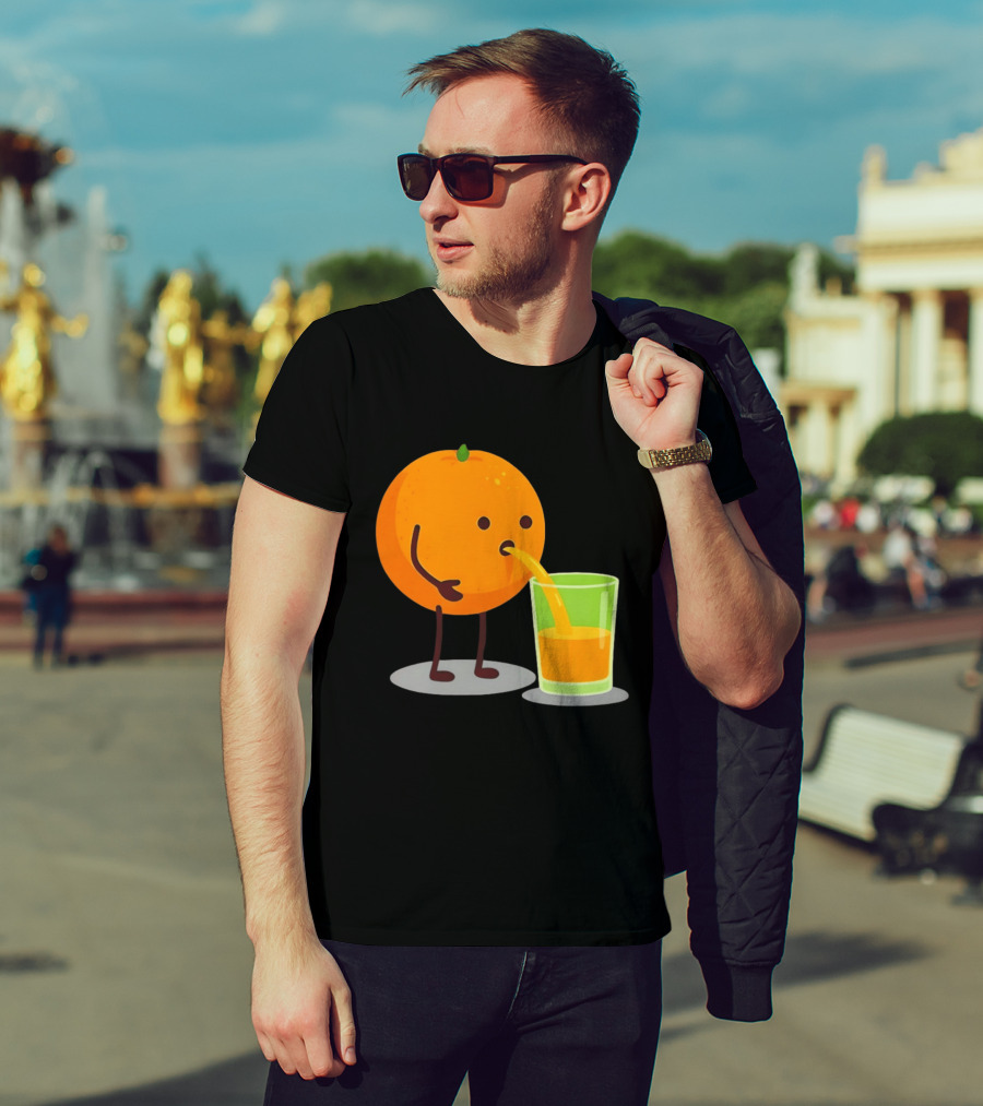 Orange Juice Squeezed Fun Cartoon T-Shirt