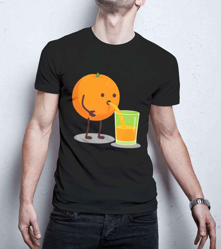 Orange Juice Squeezed Fun Cartoon T-Shirt
