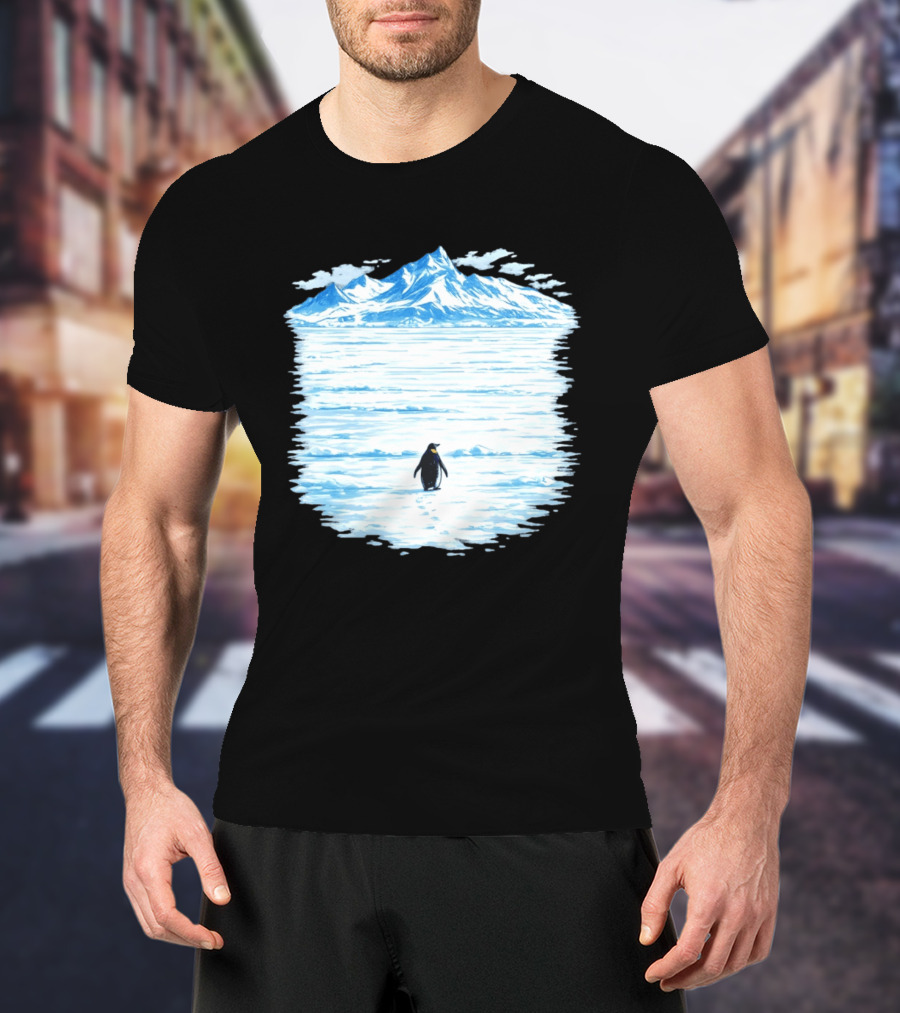 Penguin But Why Snowy Mountain Reflection T-Shirt