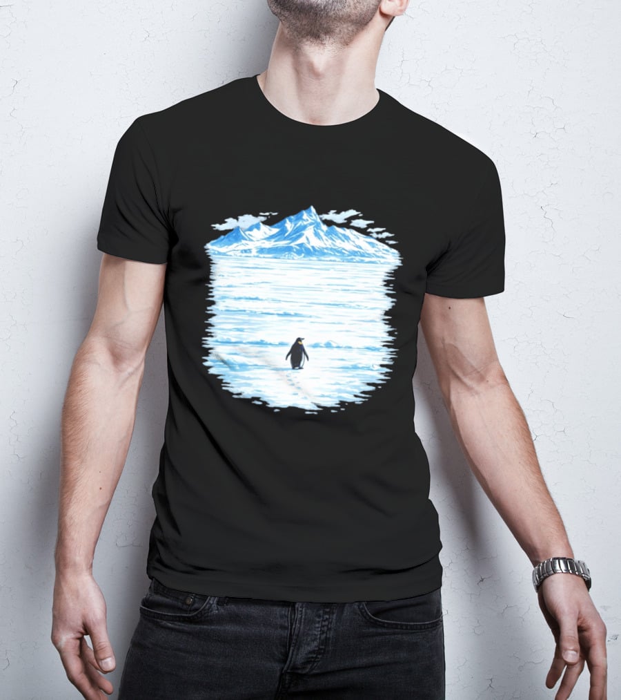 Penguin But Why Snowy Mountain Reflection T-Shirt