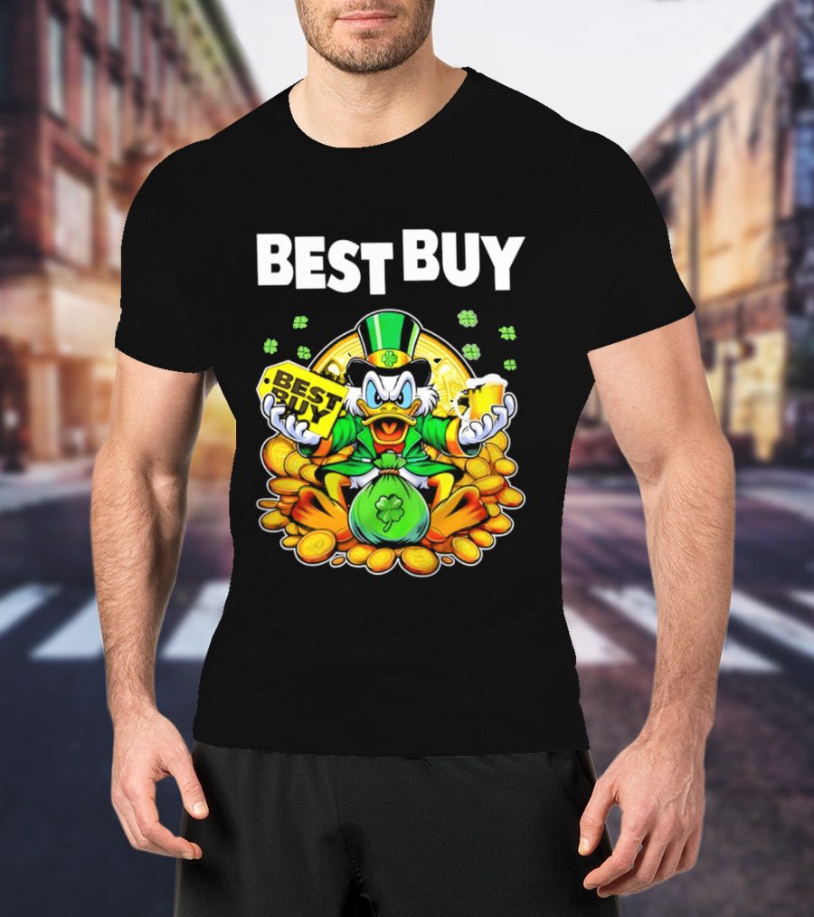 Scrooge McDuck Best Buy St Patrick's Day Coins And Shamrocks Celebration T-Shirt
