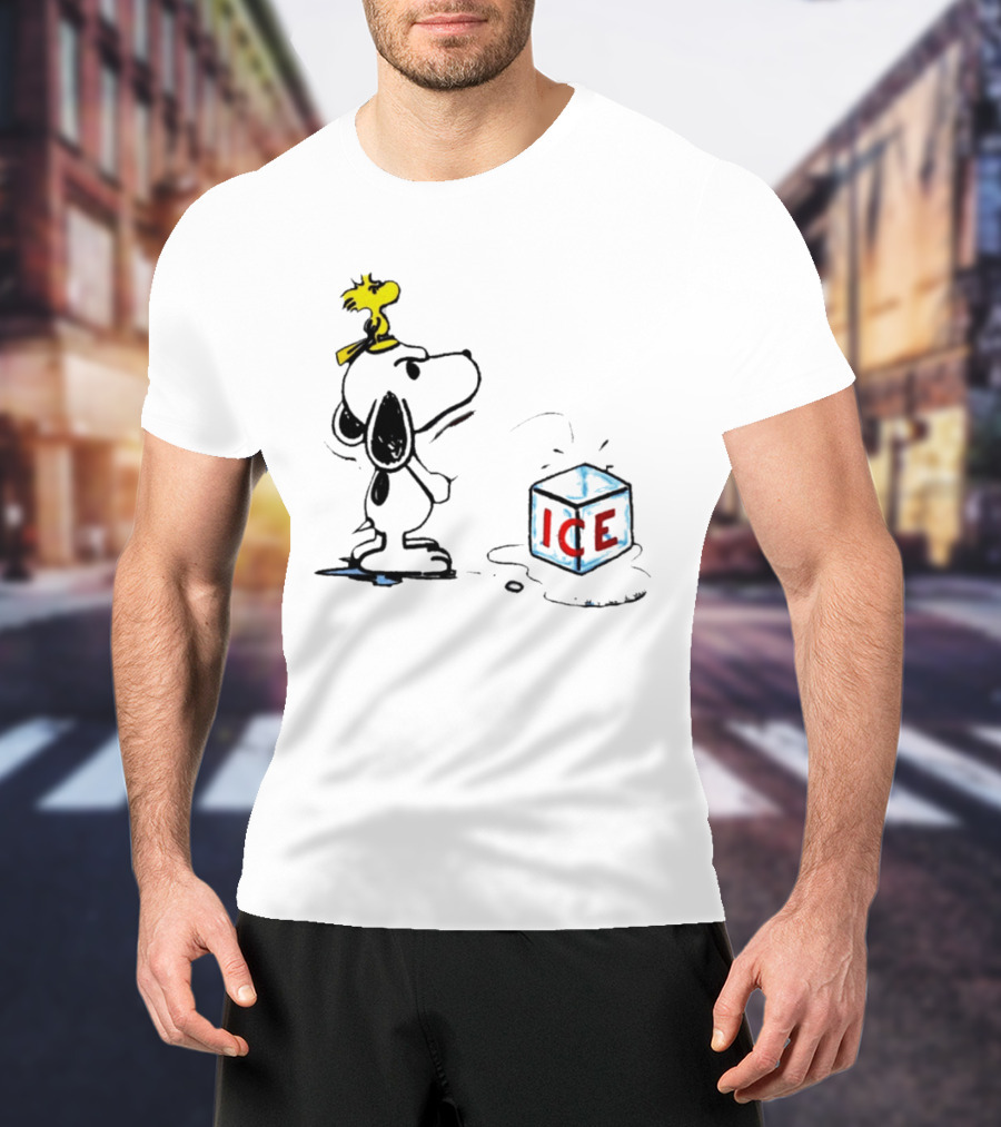 Snoopy Woodstock Piss On Ice Cube Block T-Shirt
