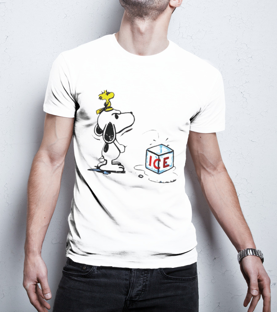 Snoopy Woodstock Piss On Ice Cube Block T-Shirt