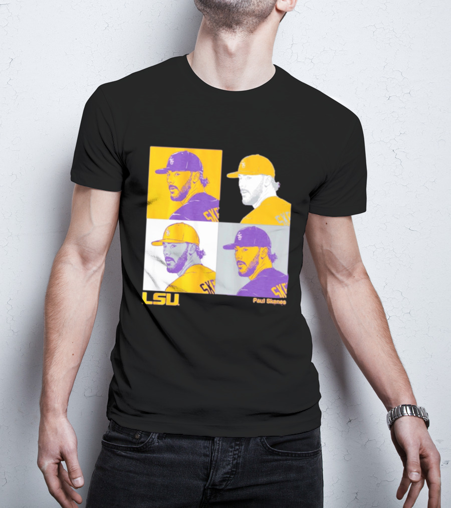 LSU Baseball Paul Skenes Colorful Collage Panels T-Shirt