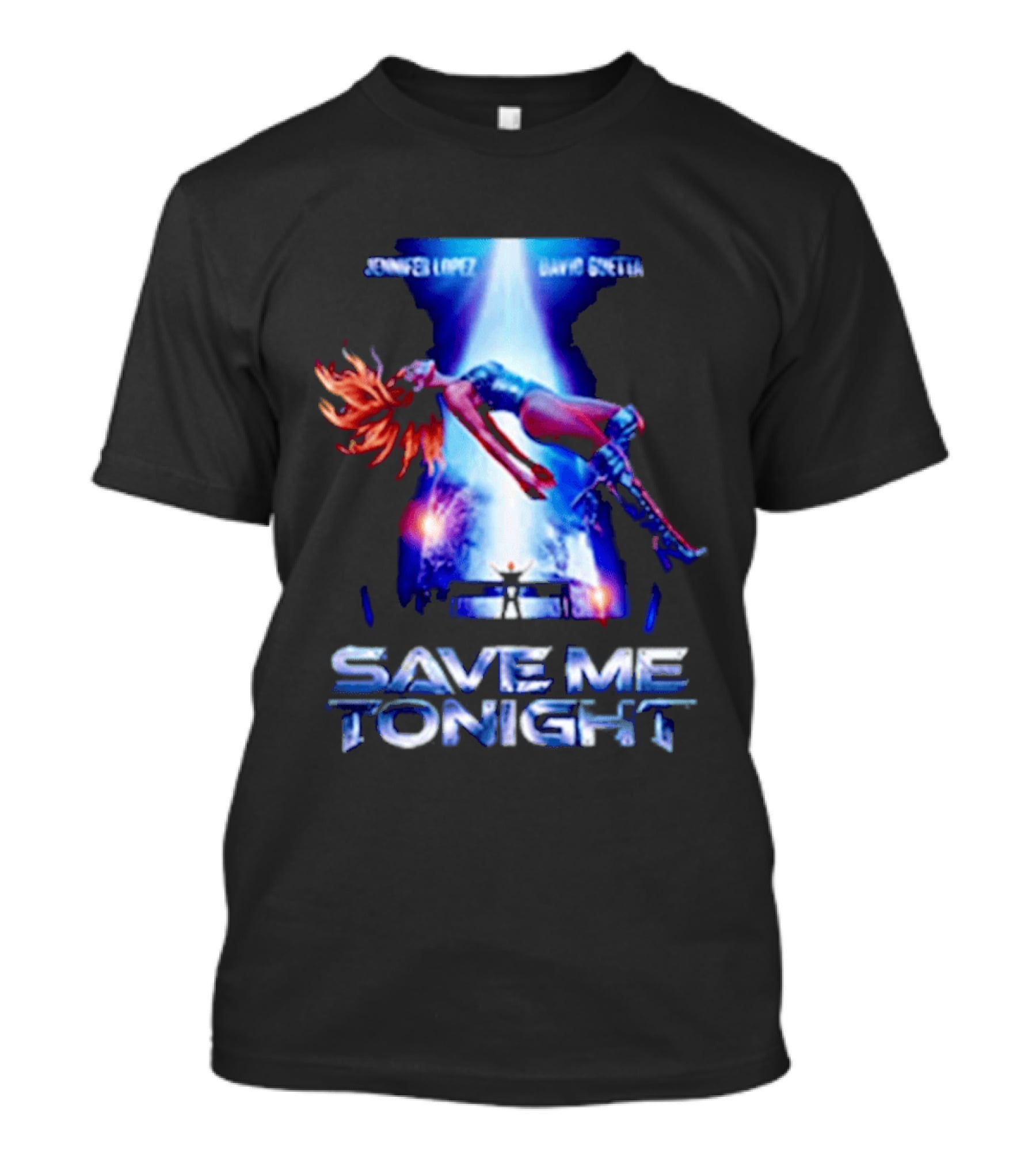 Jennifer Lopez David Guetta Save Me Tonight Neon T-Shirt