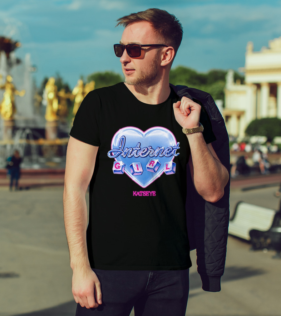 Katseye Internet Girl Neon Blue Heart T-Shirt