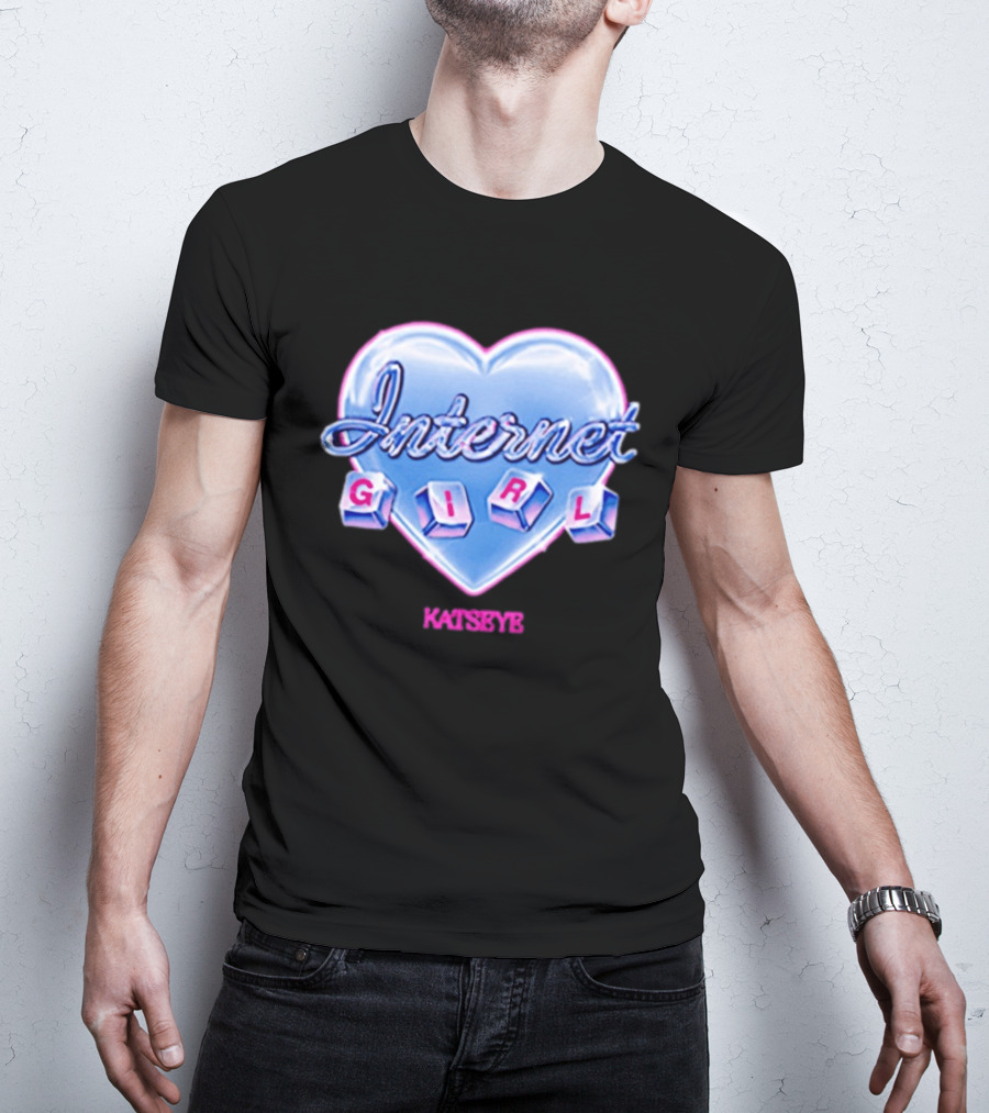Katseye Internet Girl Neon Blue Heart T-Shirt