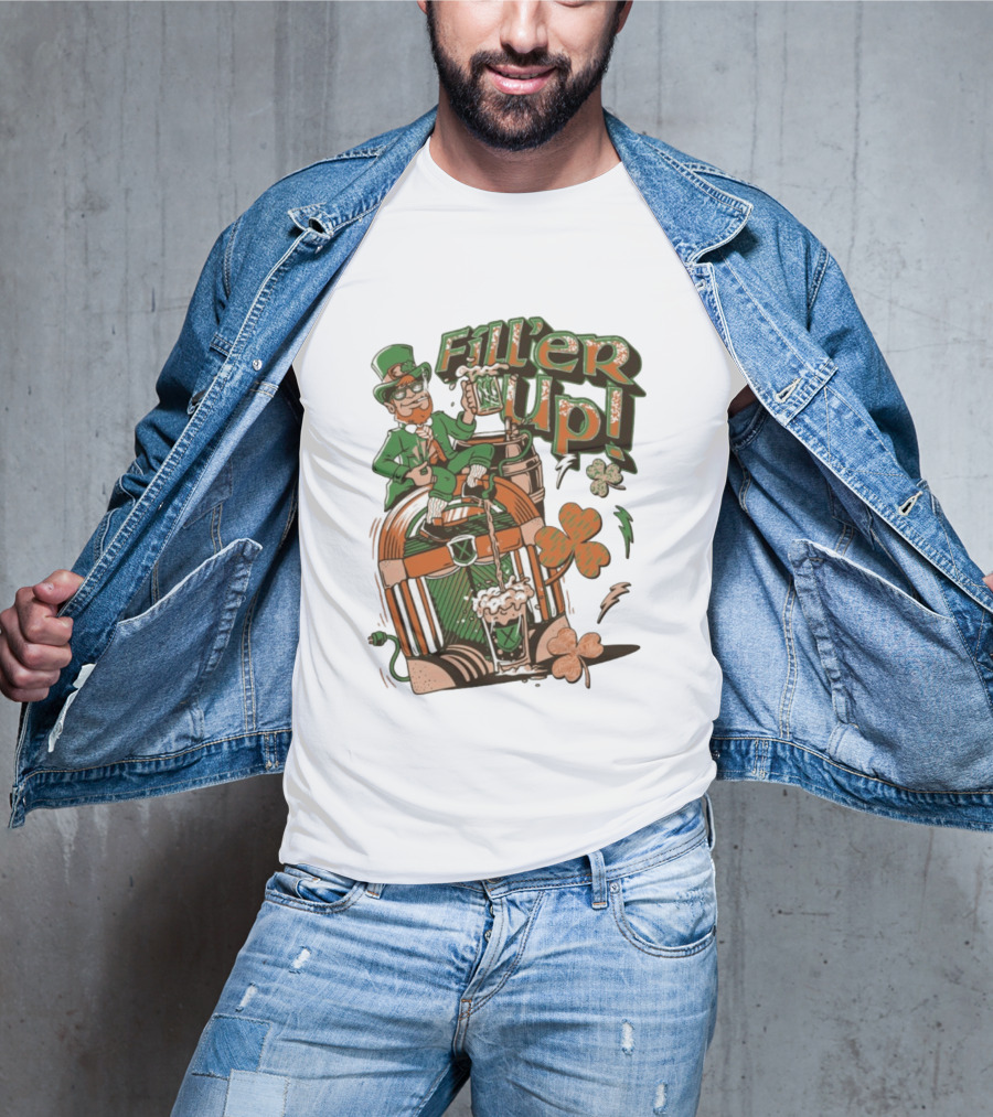 Fill'er Up St. Patrick's Day Leprechaun Beer And Jukebox Celebration T-Shirt