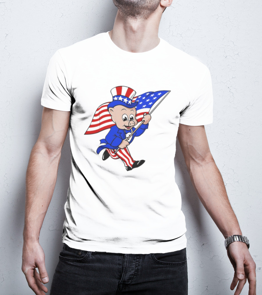 Piggly Wiggly Patriotic July 4th Celebration With American Flag And Uncle Sam Hat T-Shirt
