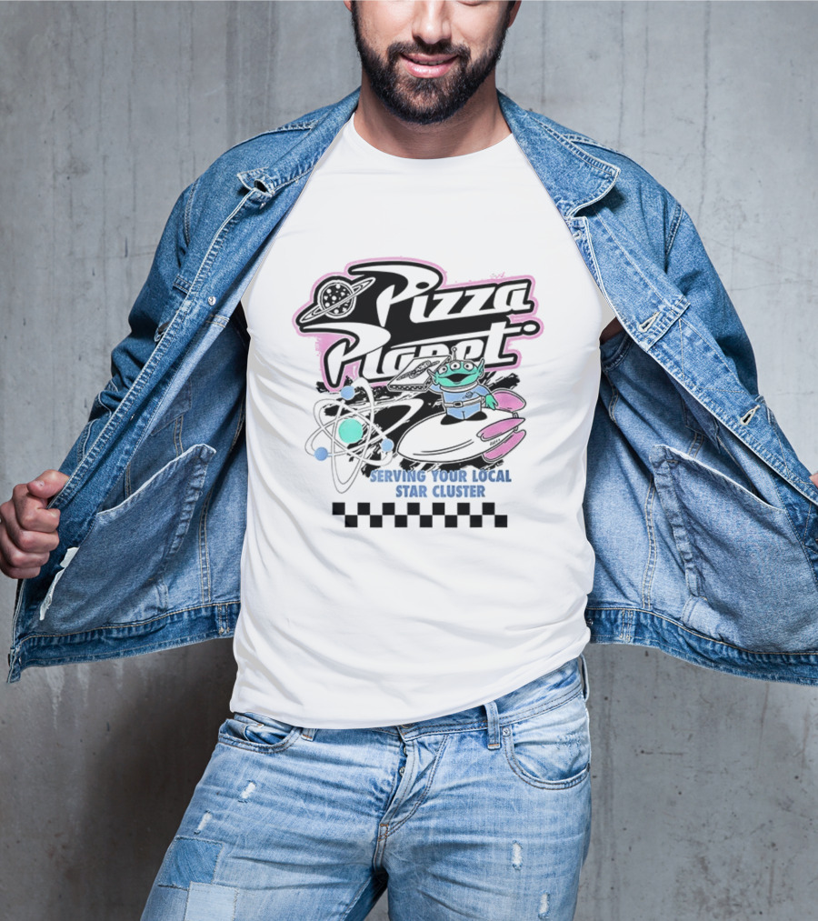 Pizza Planet Toy Story Serving Your Local Star Cluster Alien Spaceship T-Shirt