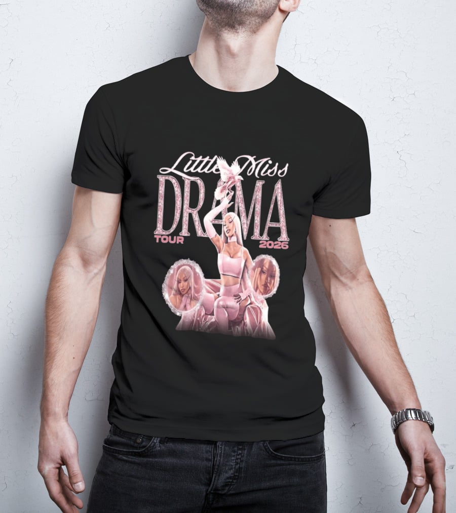 Little Miss Drama Tour 2026 Cardi B Pink Outfit Trio T-Shirt