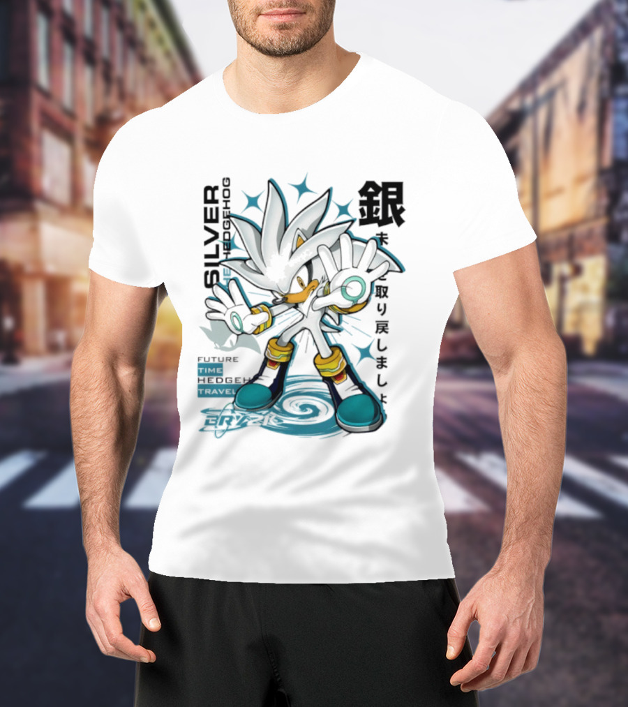 Silver Psychokinesis Future Hedgehog Japanese T-Shirt