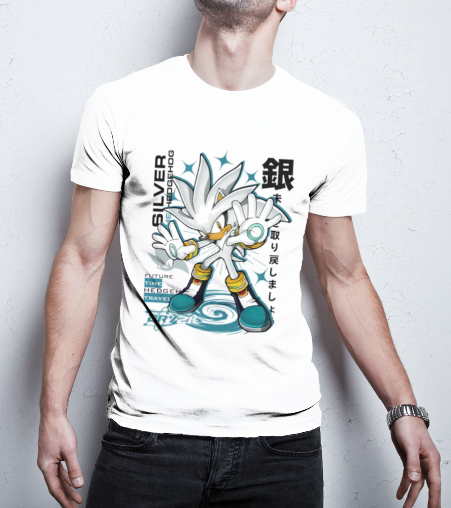 Silver Psychokinesis Future Hedgehog Japanese T-Shirt