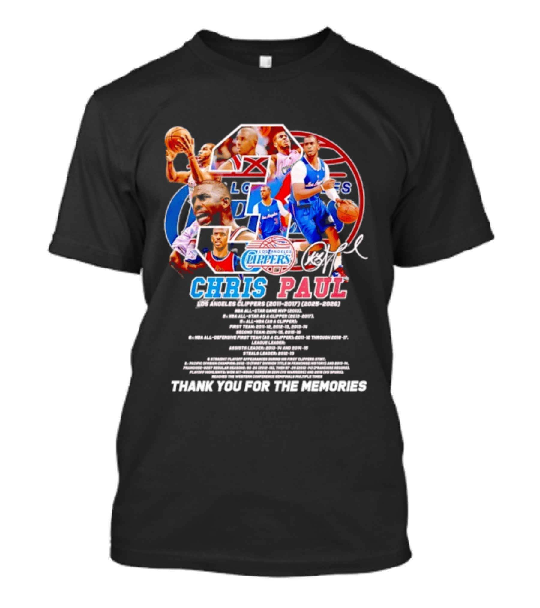Chris Paul Los Angeles Clippers Memories Highlights And Signature Thank You T-Shirt
