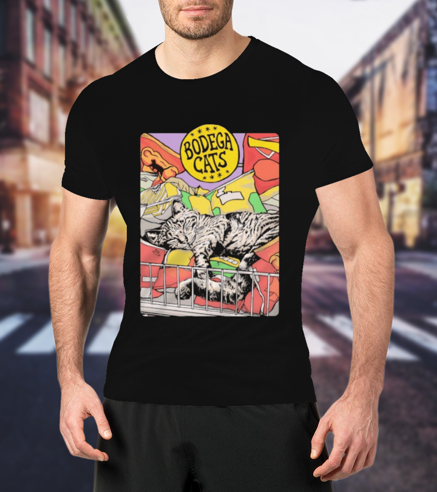 Bodega Cats Sleeping On Grocery Shelf T-Shirt