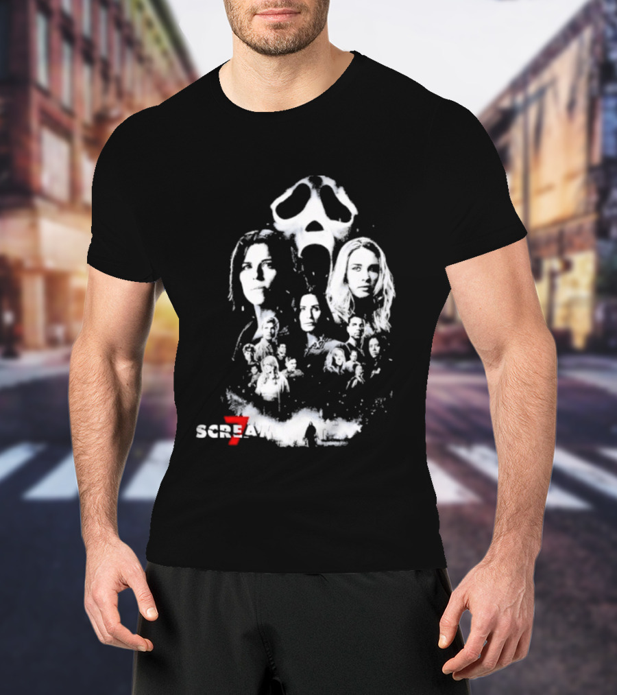Scream 7 30th Anniversary Kill Tour 2026 Ghostface Mask Collage T-Shirt