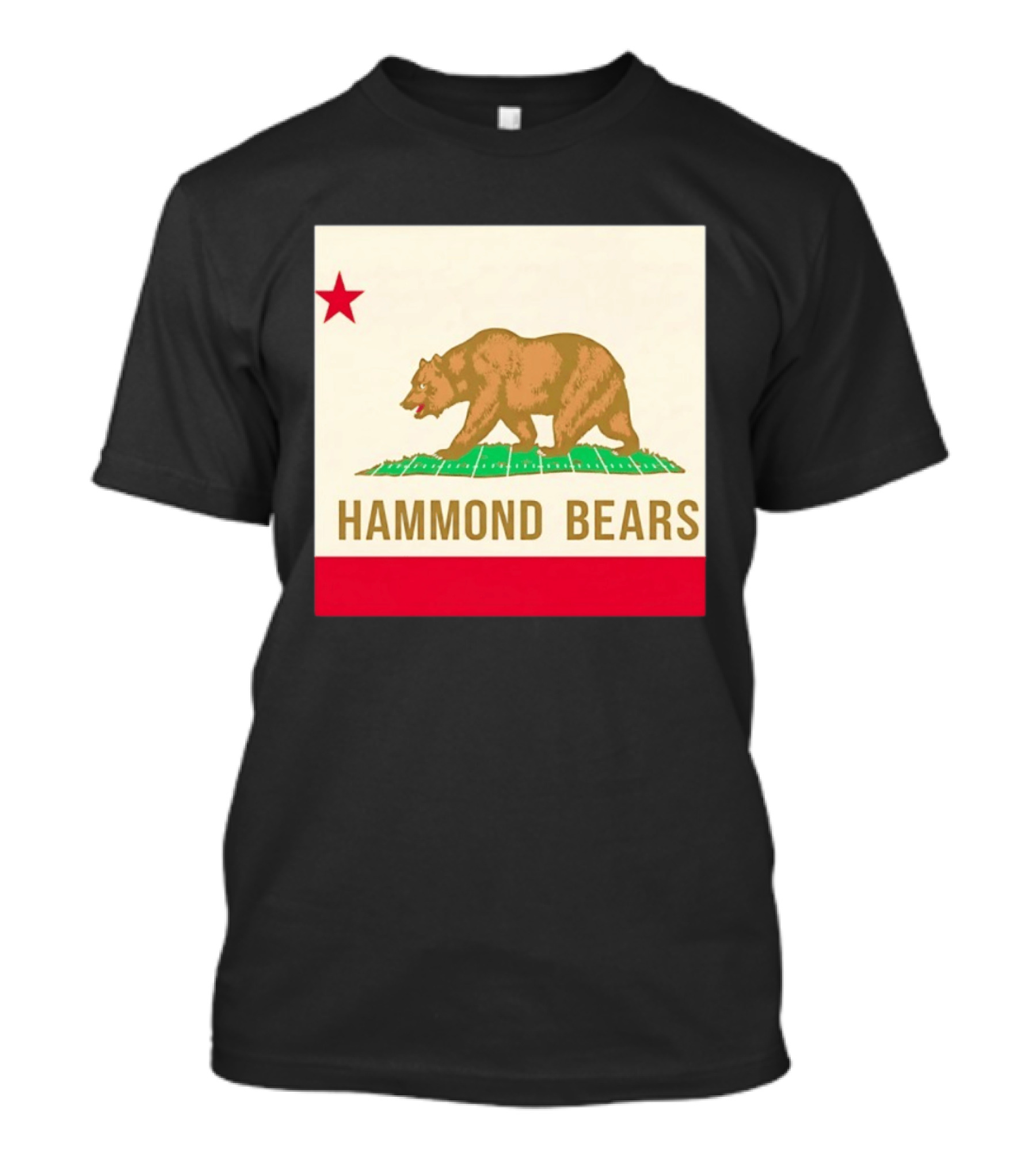 Hammond Bears California Flag Red Star Bear Image T-Shirt