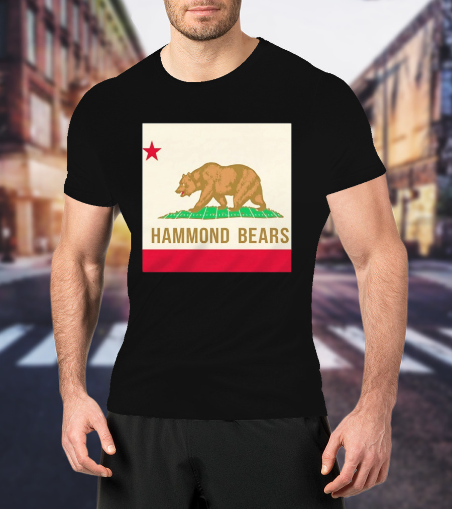 Hammond Bears California Flag Red Star Bear Image T-Shirt