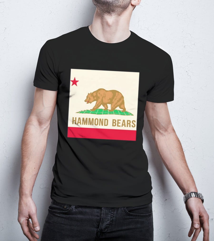 Hammond Bears California Flag Red Star Bear Image T-Shirt