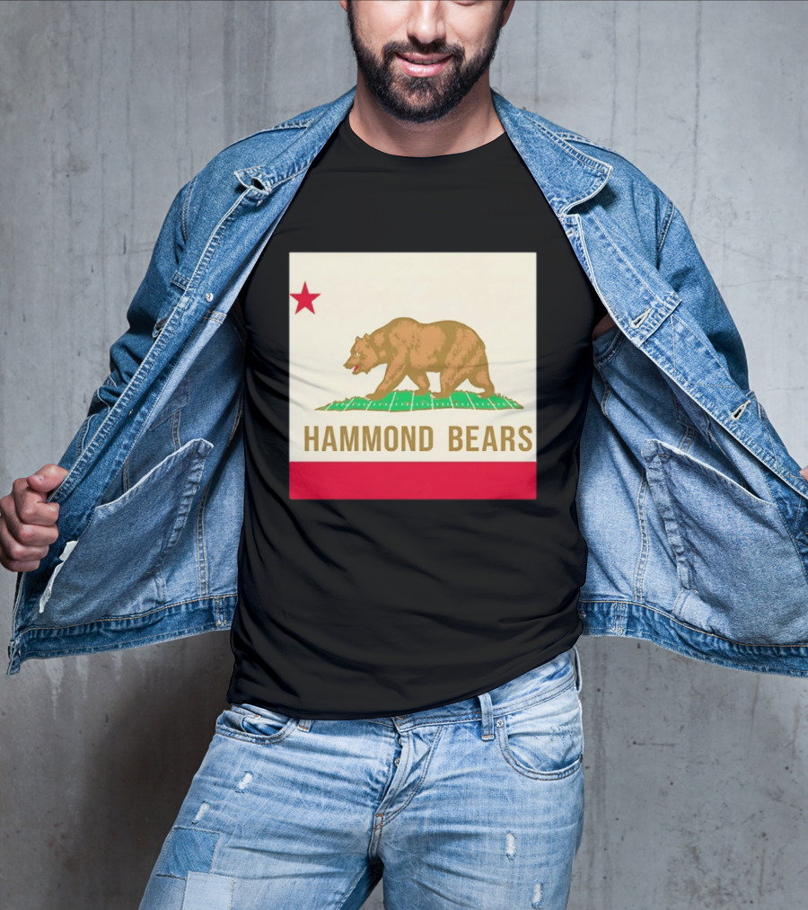 Hammond Bears California Flag Red Star Bear Image T-Shirt