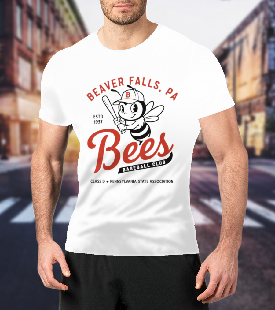 Beaver Falls PA Bees Baseball Club Estd 1937 Class D Pennsylvania State Association T-Shirt