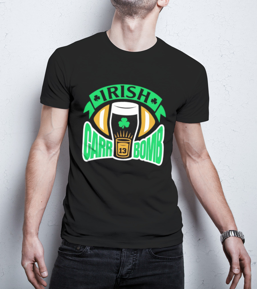 Irish Carr Bomb Football Beer Pint 13 Shamrock Luck T-Shirt
