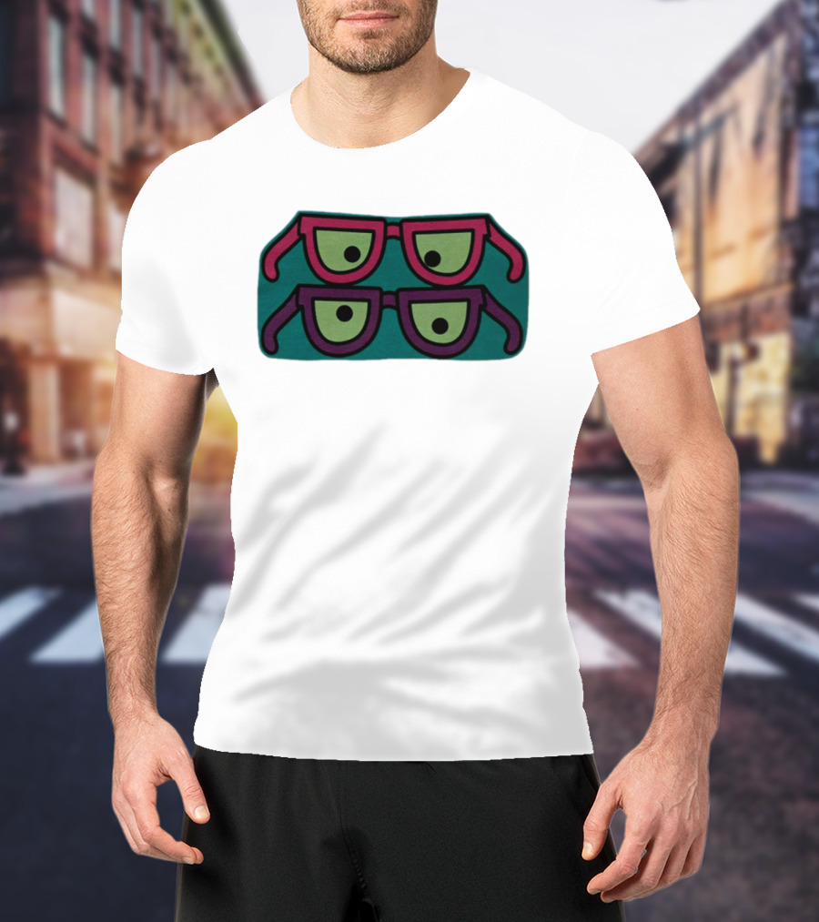 Wacky Eyewear Double Layered Fun Retro Glasses T-Shirt