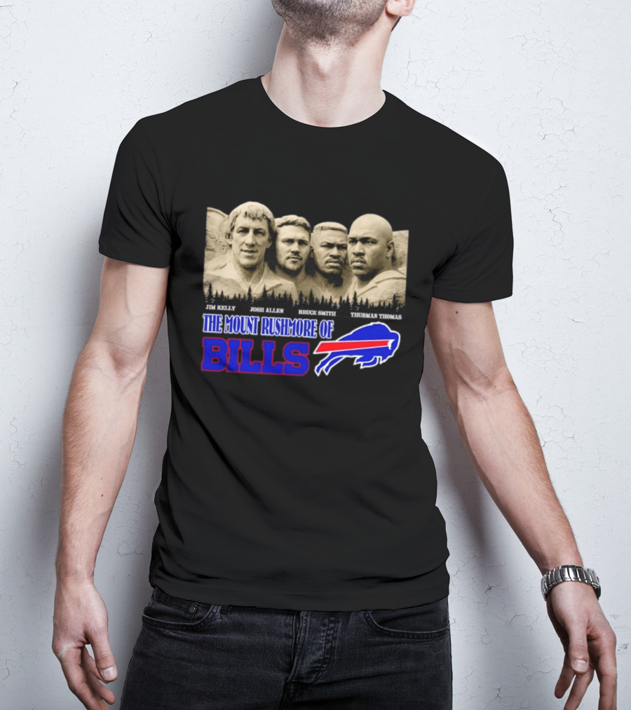 Jim Kelly Josh Allen Bruce Smith Thurman Thomas The Mount Rushmore Of Buffalo Bills T-Shirt
