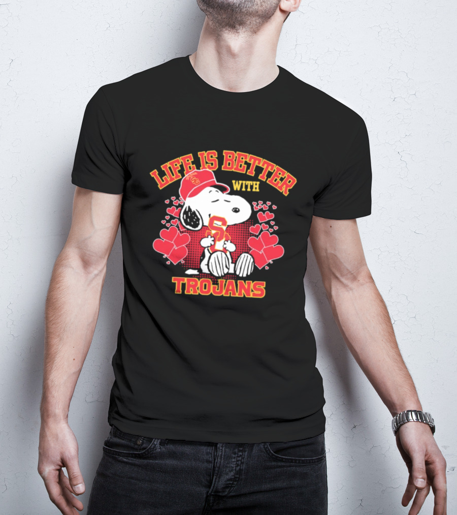 USC Trojans Snoopy Love Life Is Better With Trojans T-Shirt