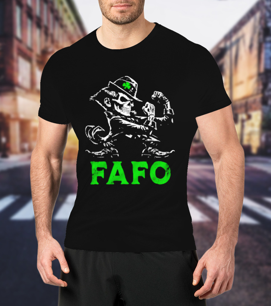 FAFO Skeleton Leprechaun Flexing St Patrick's Day T-Shirt