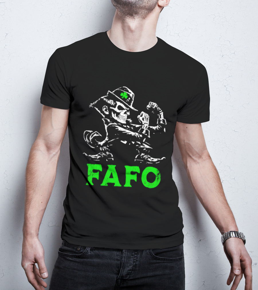 FAFO Skeleton Leprechaun Flexing St Patrick's Day T-Shirt