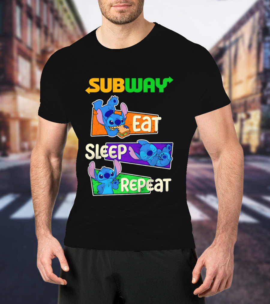 Subway X Stitch Eat Sleep Repeat T-Shirt