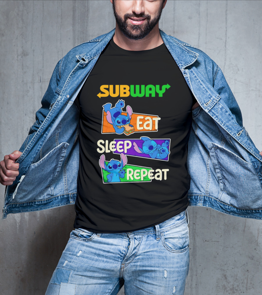 Subway X Stitch Eat Sleep Repeat T-Shirt