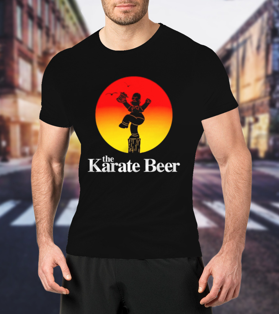 The Karate Beer Sunset Crane Pose Beer T-Shirt