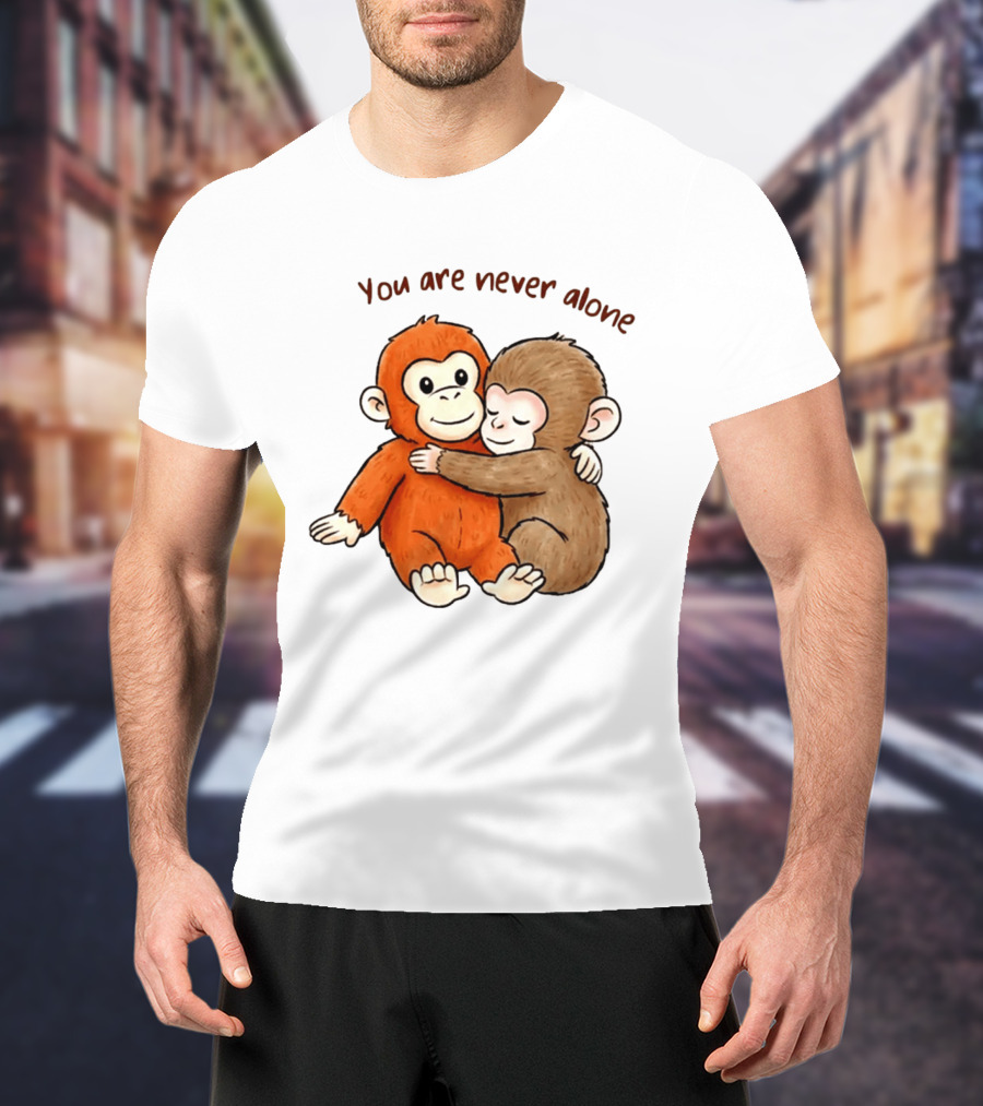 You Are Never Alone Baby Monkey Hug With Plush Toy T-Shirt