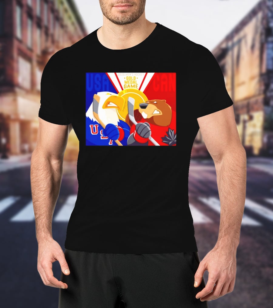 USA Vs Canada 2026 Men's Hockey Gold Medal Game Eagle Vs Beaver Showdown T-Shirt