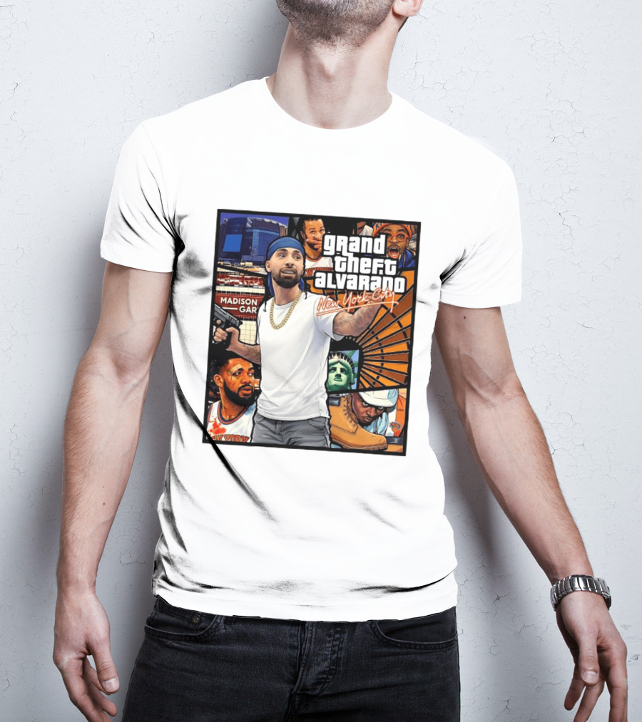 Grand Theft Alvarado New York City Madison Square Garden Statue Of Liberty T-Shirt