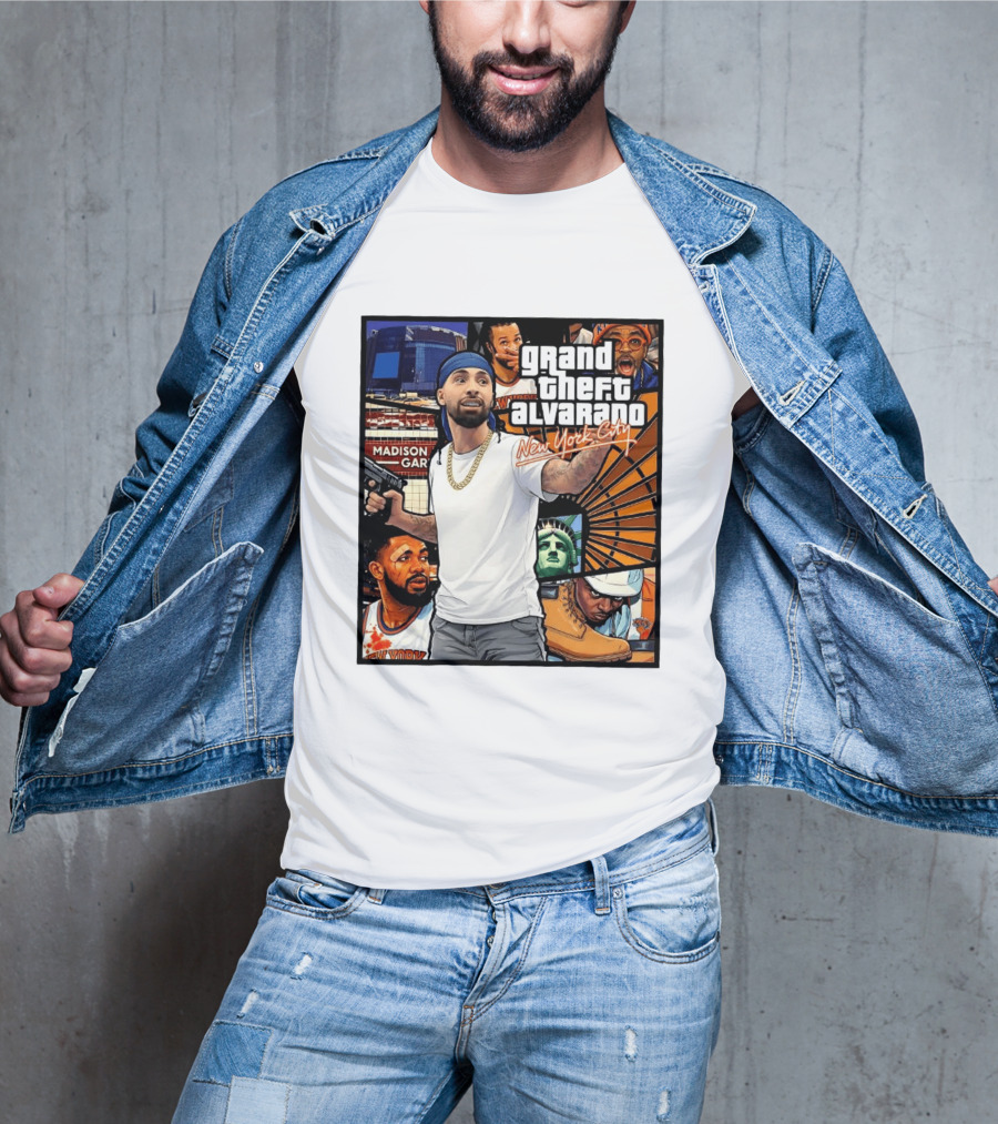 Grand Theft Alvarado New York City Madison Square Garden Statue Of Liberty T-Shirt