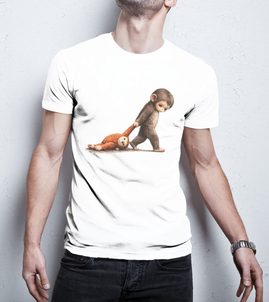 Monkey Baby Dragging Toy Monkey T-Shirt