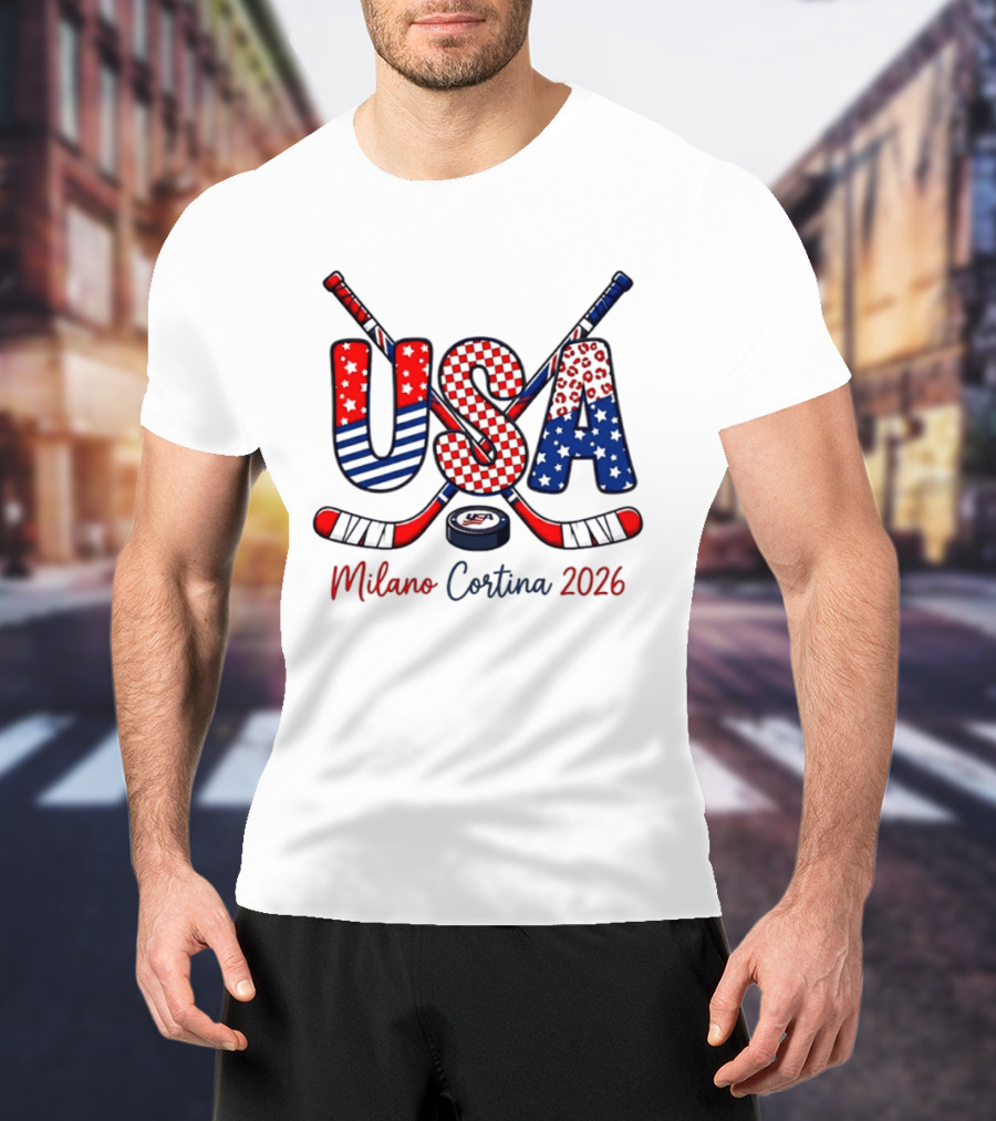 USA Hockey Milano Cortina 2026 Ice Hockey Championship Team Sports Fans T-Shirt