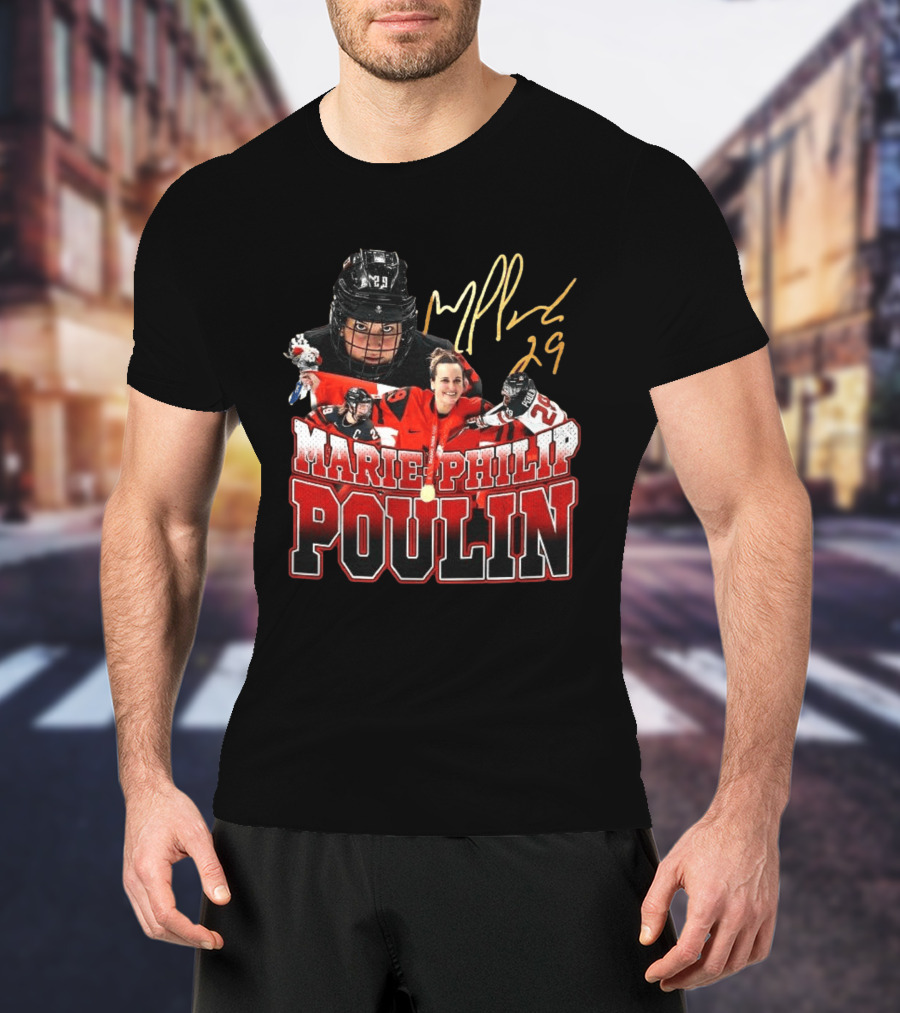 Marie Philip Poulin 29 Women's Ice Hockey Gold Medalist Signature T-Shirt