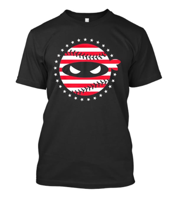 Pitching Ninja USA Flag Baseball Style Stars And Stripes T-Shirt