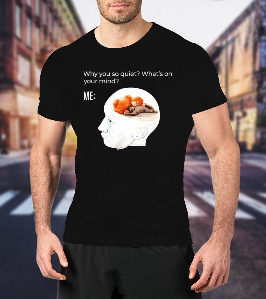 Punch Monkey Why You So Quiet What's On Your Mind Quirky Plush Toy Headspace T-Shirt