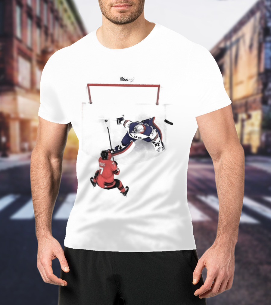 Connor Hellebuyck Team USA Ice Hockey Goalie Save Moment T-Shirt