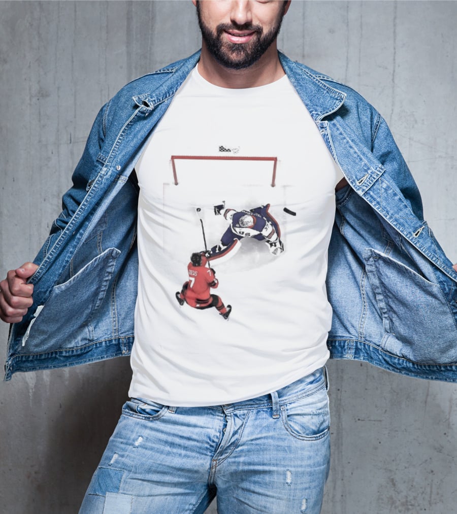 Connor Hellebuyck Team USA Ice Hockey Goalie Save Moment T-Shirt