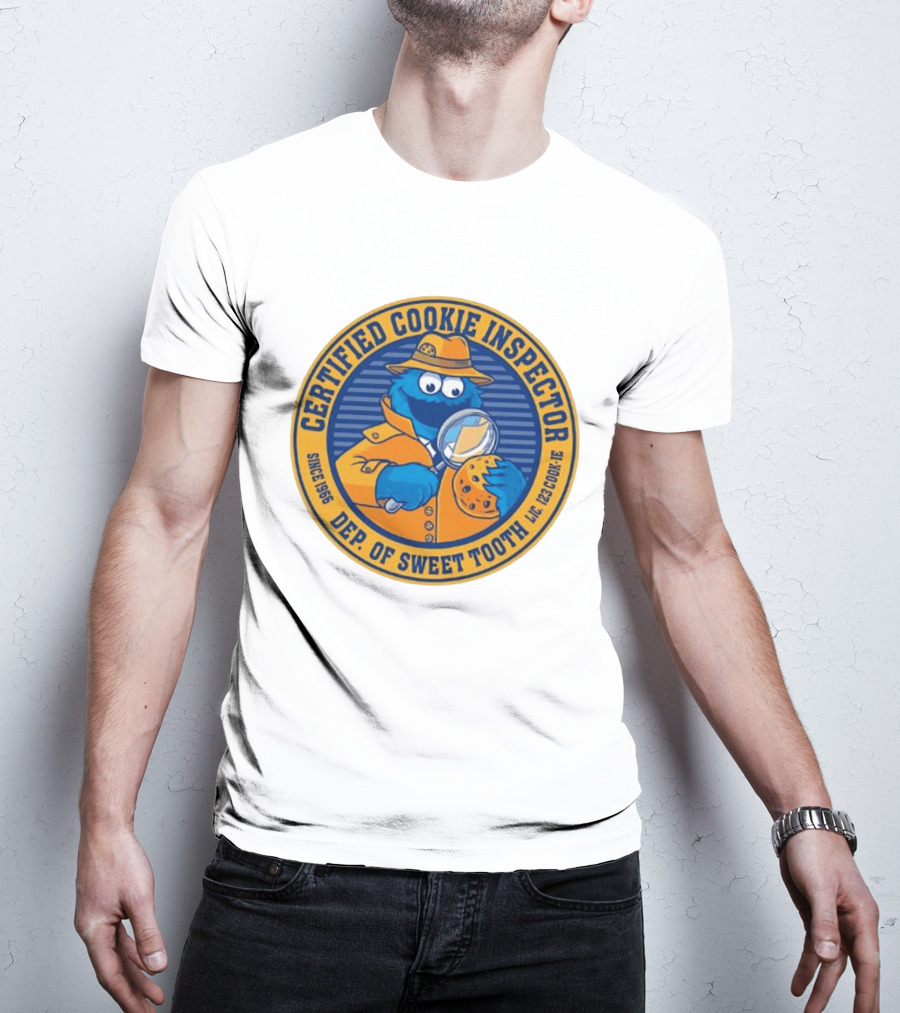 Certified Cookie Inspector Cookie Monster Since 1996 Dept Of Sweet Tooth T-Shirt