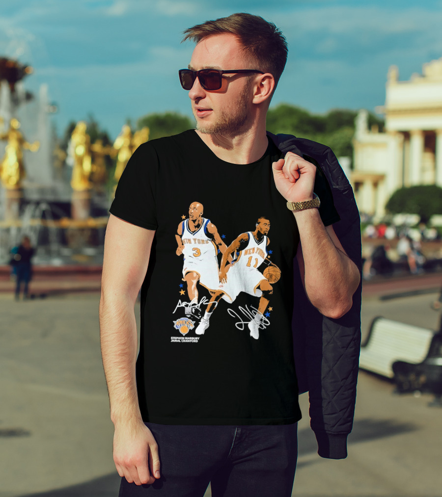 Stephon Marbury Jamal Crawford New York Knicks 3 11 Signatures T-Shirt