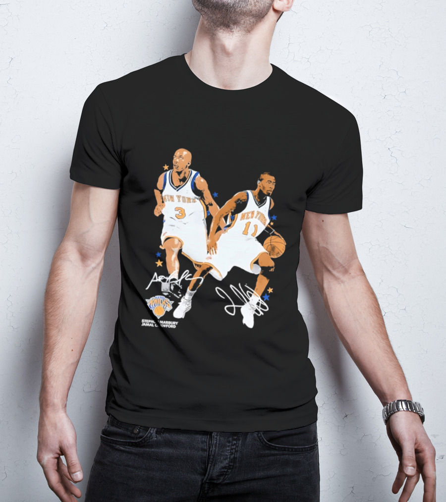 Stephon Marbury Jamal Crawford New York Knicks 3 11 Signatures T-Shirt