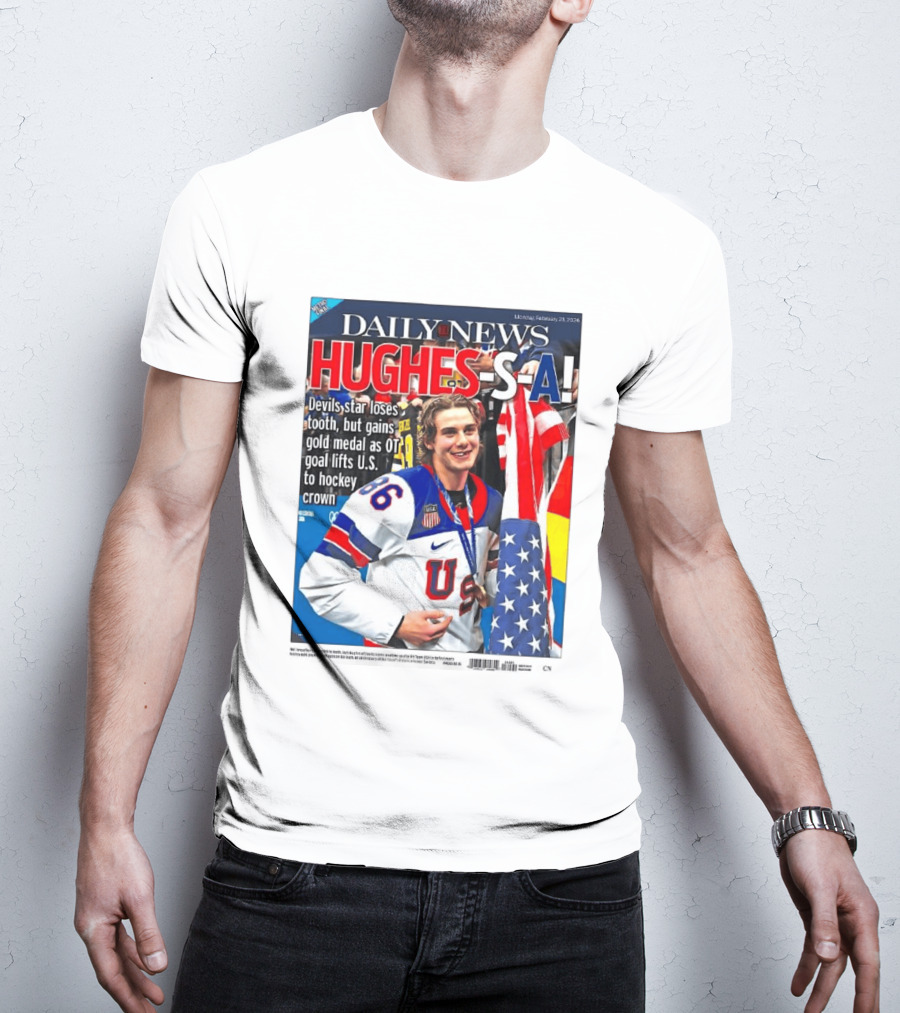 Daily News Jack Hughes S A Gold Medal US Hockey Devil Star T-Shirt